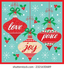 Christmas card, gift bag or box design with christmas bauble