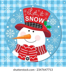 Christmas card, gift bag or box design with snowman