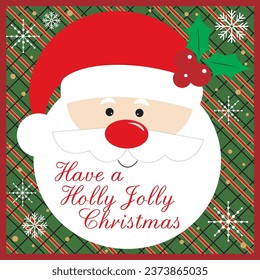 Christmas card, gift bag or box design with santa head