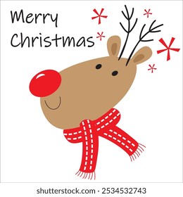 christmas card, gift bag or box design with cute reindeer
