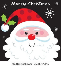 christmas card, gift bag orbox design with cute santa