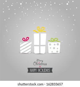 Christmas card with gift box.