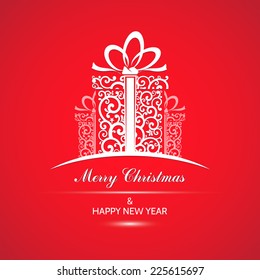 Christmas card with gift box.