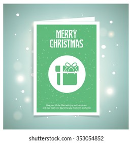 Christmas card and gift box decoration background. Green brochure, poster templates in Christmas style. Beautiful design and layout. on abstract glowing snow background