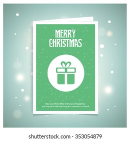 Christmas card and gift box decoration background. Green brochure, poster templates in Christmas style. Beautiful design and layout. on abstract glowing snow background