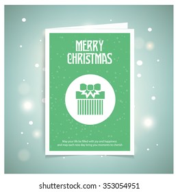 Christmas card and gift box decoration background. Green brochure, poster templates in Christmas style. Beautiful design and layout. on abstract glowing snow background