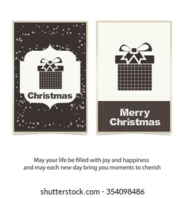 Christmas card and gift box decoration background. Vintage label Front bank Greeting card template. Vector brown Icon background illustration
