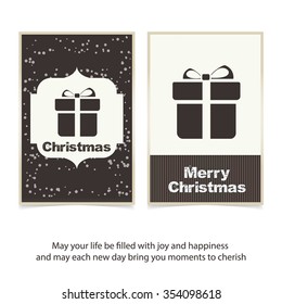 Christmas card and gift box decoration background. Vintage label Front back Greeting card template. Vector brown Icon background illustration