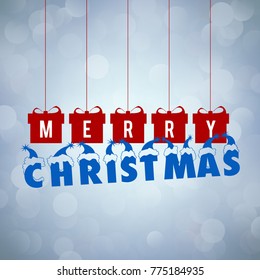 Christmas card with gift box and light background