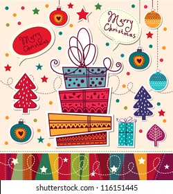 Christmas card with gift boxes