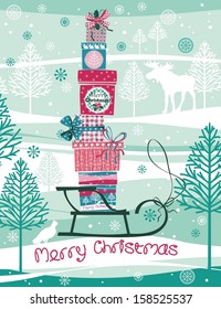 Christmas card with gift boxes