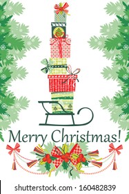 Christmas card with gift boxes 