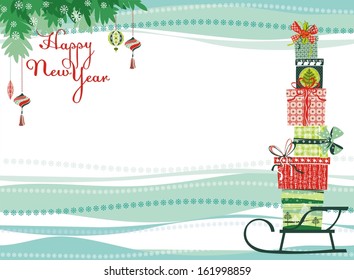 Christmas card with gift boxes 
