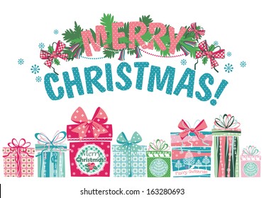 Christmas card with gift boxes