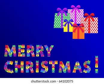christmas card with gift boxes