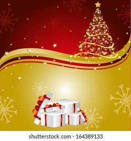 Christmas card with gift boxes. All design elements are easily edited.