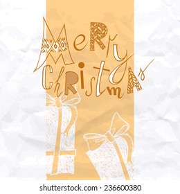 Christmas Card With Gift Boxes, Christmas Background, Eps 10 Vector Illustration