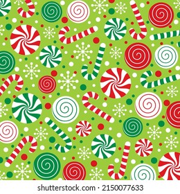 Christmas card or gift wrap design with candy cane, lollipop pattern