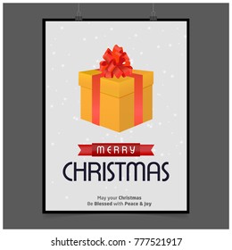 Christmas card with giftbox vector