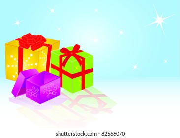 Christmas card with gifts balls