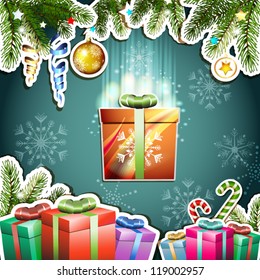 Christmas card with gifts box