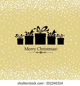 Christmas card. gifts box with ribbon. Vector Illustration
