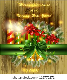 Christmas card with gifts. Christmas vector