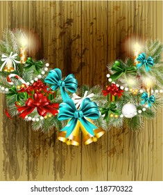 Christmas card with gifts. Christmas vector