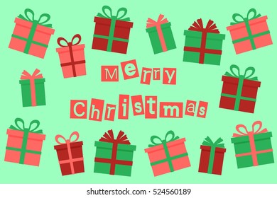 Christmas card with gifts. Vector.