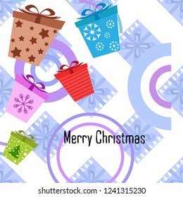 Christmas card, gifts, vector background