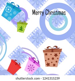 Christmas card, gifts, vector background