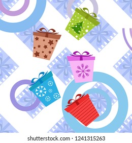 Christmas card, gifts, vector background