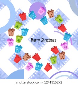 Christmas card, gifts, vector background