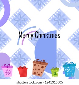 Christmas card, gifts, vector background