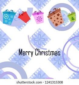 Christmas card, gifts, vector background