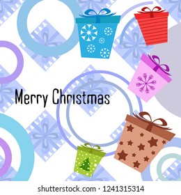 Christmas card, gifts, vector background