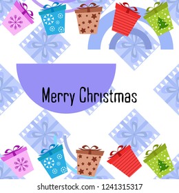 Christmas card, gifts, vector background