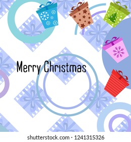 Christmas card, gifts, vector background