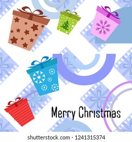 Christmas card, gifts, vector background