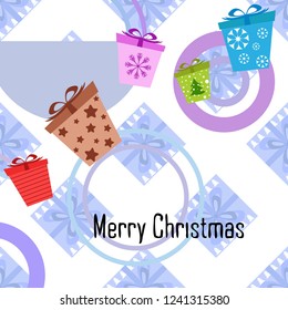 Christmas card, gifts, vector background