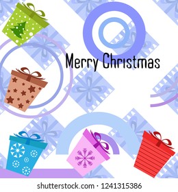 Christmas card, gifts, vector background