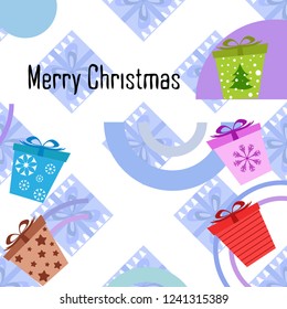 Christmas card, gifts, vector background