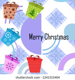 Christmas card, gifts, vector background