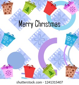 Christmas card, gifts, vector background