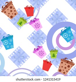 Christmas card, gifts, vector background