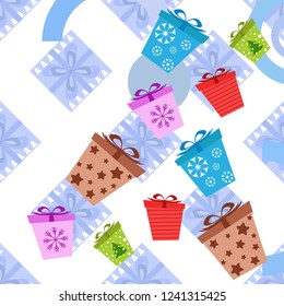 Christmas card, gifts, vector background