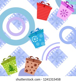 Christmas card, gifts, vector background