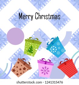 Christmas card, gifts, vector background