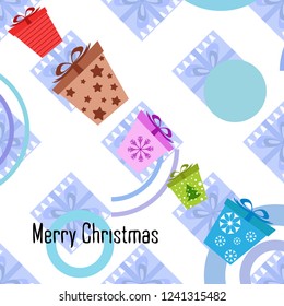 Christmas card, gifts, vector background