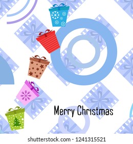 Christmas card, gifts, vector background